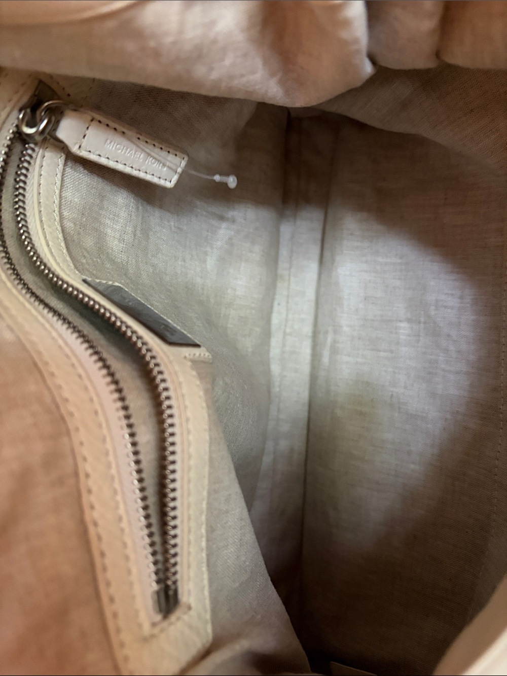 Michael Kors Cream Leather Hobo with Braided Handle and Snake-Print Accents - Picture 5 of 6